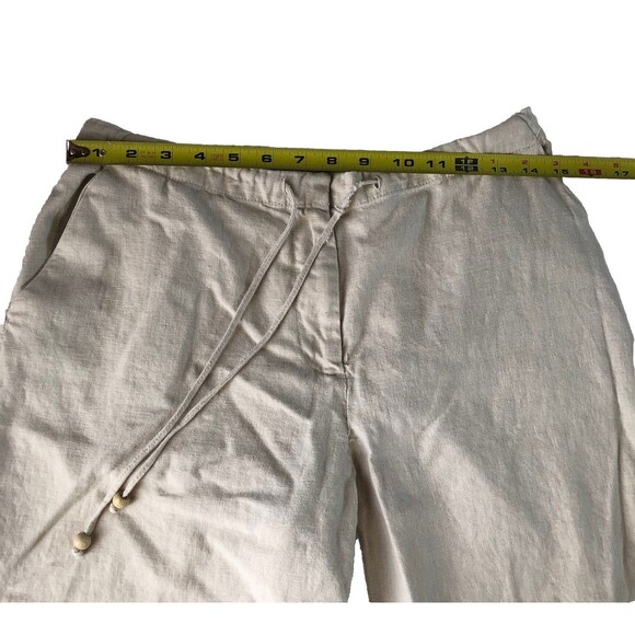 Liz Wear Liz Clairborne Beige Wide Leg Elastic Waist Draw String Cropped Pants M - Picture 5 of 16